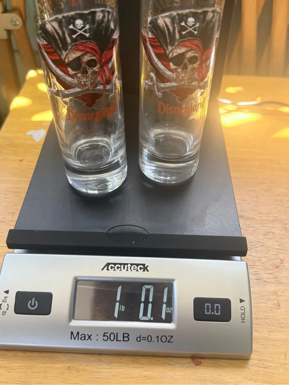 Disneyland Pirates of the Caribbean Tall Shot Glasses Set of 2 8oz Preowned Good